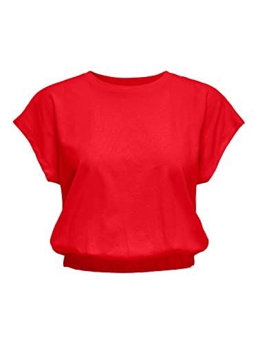 ONLY Kobiety ONLMAY S/S Cropped Box JRS Top, High Risk Red, M, czerwony (high risk red), M