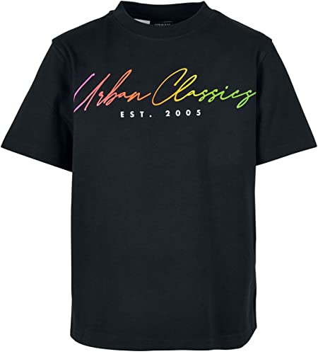 Urban Classics Boys Scrips Logo Tee męski T-shirt czarny Basics, Casual Wear, Streetwear, czarny, 146-152