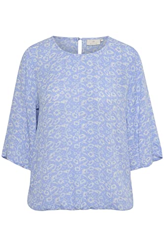 Koszula damska KAFFE Bluzka z nadrukiem długich rękawów luźna, Grapemist Blue/Chalk Flower, 34