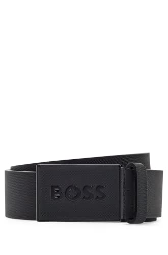 BOSS Męski pasek Icon-S1 włosko-skórzany z klamrą, Czarny, 80
