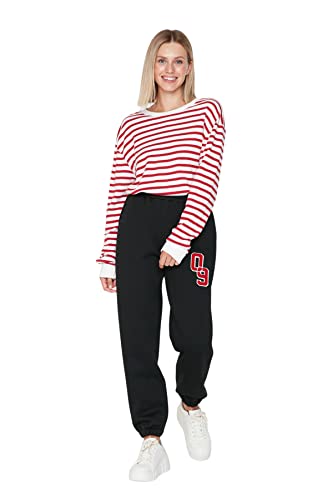 Trendyol Damskie spodnie dresowe Herren Mittlerer Bund Jogginghose, Czarny, M