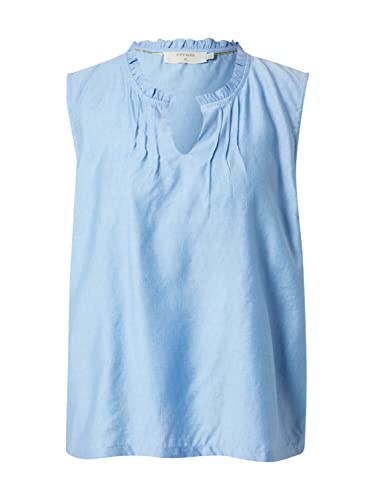 Damska bluza z dekoltem Cream Sleeveless Top Shirt Frill Regular Fit, Placid Blue, 36