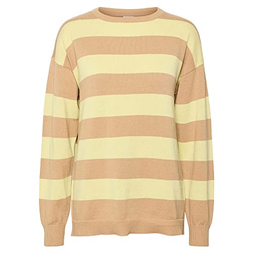 NOISY MAY Damski sweter Nmzoe L/S O-Neck Oversized Knit S*, Nomad/Stripes:pale Lime Yellow, M