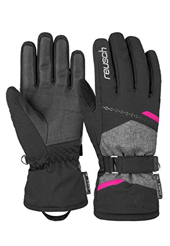 Reusch Damskie rękawiczki narciarskie Reusch bardzo ciepłe, wodoodporne i oddychające rękawiczki narciarskie, Blck/Blck Melang/Pink Glo, 6,5 EU