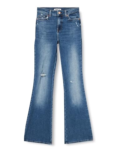 ONLY Onlblush Hw Flared Destroy DNM EXT dżinsy damskie, niebieski (medium blue denim), 34-XL