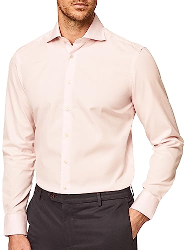 Hackett London Poplin Slim BC Męska koszula biznesowa, Różowy (Pink), 16
