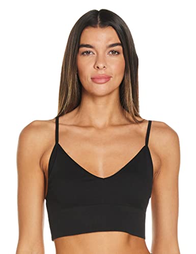 ONLY Onlvicky Rib bezszwowy top z dekoltem w serek, czarny, XS-S