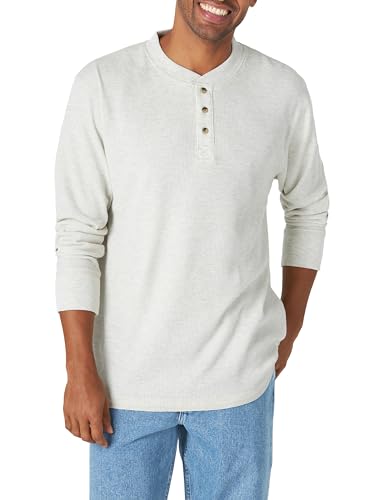 Wrangler Authentics Męska koszula z długim rękawem, waflowa Henley, Oatmeal Heather, 3XL