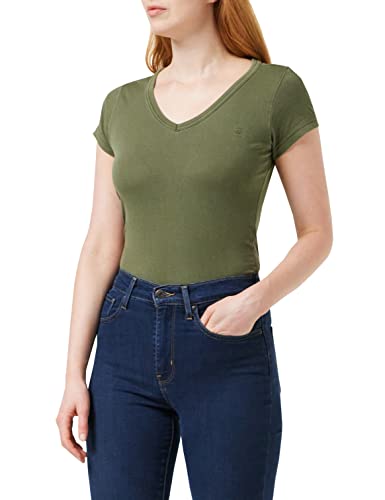 G-STAR RAW Damska koszulka Eyben Slim z dekoltem w serek, Grün (Shadow Olive Gd B059-d033), XXS