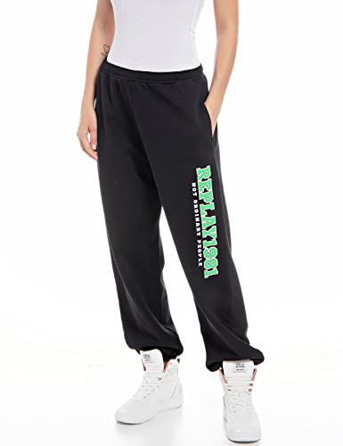 Replay Damskie spodnie do biegania ze ściągaczem, 098 BLACK, S