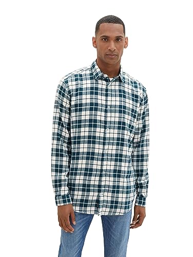 TOM TAILOR koszula męska, 33845 - Off White Deep Green Check, S