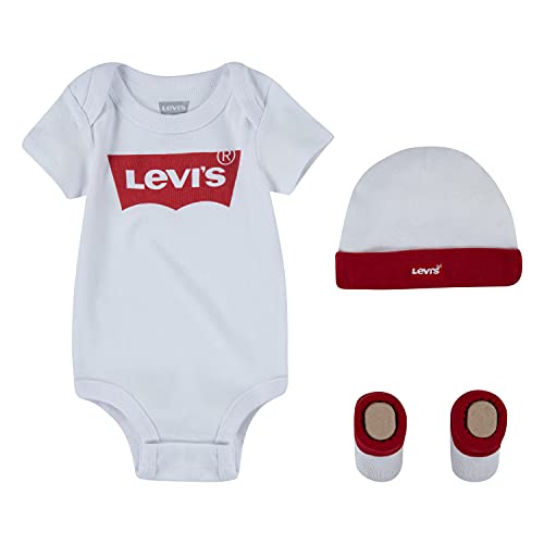 Levi's Kids Classic Batwing czapka dla niemowląt bodysuit bootie zestaw 3 szt. uniseks niemowlę, biały, 0-6 miesi?cy