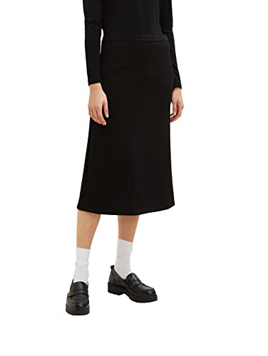 TOM TAILOR Damski Spódnica o wyglądzie weluru 1034491, 14482 - Deep Black, 38