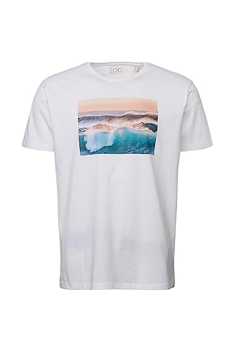 edc by ESPRIT T-shirt męski 063CC2K306, 100/biały, L, 100 / biały, L