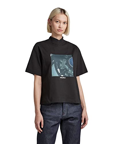 G-STAR RAW Eye Dye Boxy Mock V Koszulka damska, Schwarz (Dk Black C336-6484), XS