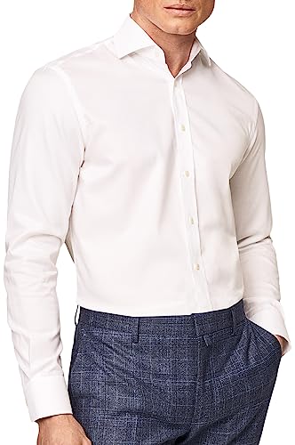 Hackett London Męska koszula formalna Royal Ox Bc, Biały (biały), 16.7