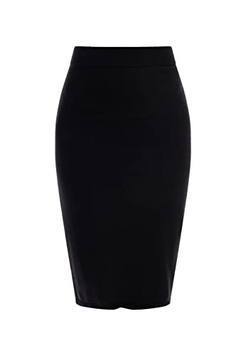 faina Spódnica midi z dzianiny damska 11026717, czarny, L
