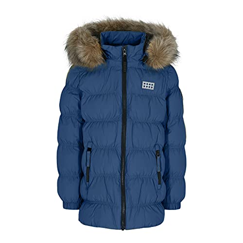 LEGO Dziewczęca kurtka zimowa, parka, pikowana, wodoodporna, wiatroszczelna, ciepła, Ciemny niebieski, 110 cm