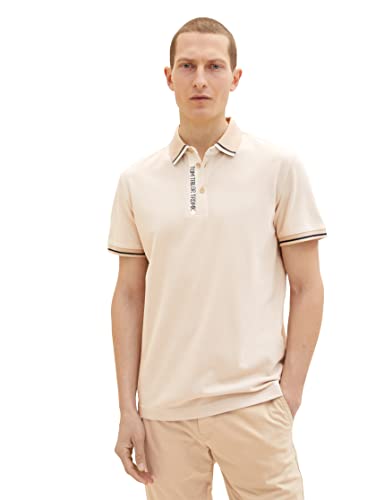 TOM TAILOR Męska koszulka polo, 1035621, 31631, karmelowa, beżowa, dwa odcienie, M, 31631 - karmelowy beżowy Two Tone, M