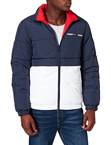 Tommy Jeans Męska kurtka TJM dwustronna Puffer, Ciemny granatowy/wiele, S