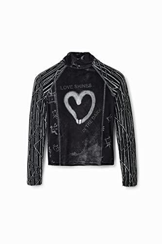 Desigual Damska koszulka z długim rękawem, czarny, S