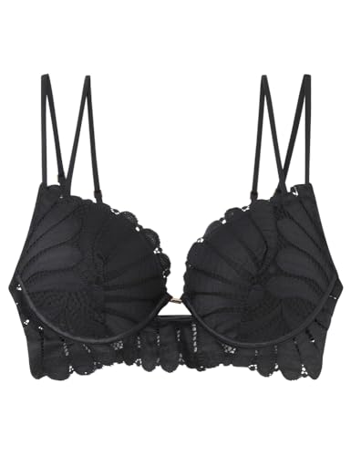 Women'secret Wspaniały Biustonosz Push Up Koronka Czarny Podwójny Pasek Damski, czarny, 95D