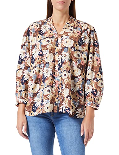 TOM TAILOR Damski tunica bluzka z marszczeniem 1032569, 30196 - Beige Large Floral Design, 34