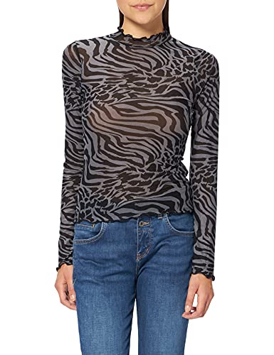Urban Classics Damska koszulka z długim rękawem AOP z siateczki, Asphalt/czarny, 3XL