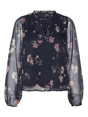 VERO MODA Damska bluzka Vmmilla Ls Top WVN Ga Noos, Navy Blazer/Aop: sallie, XXL