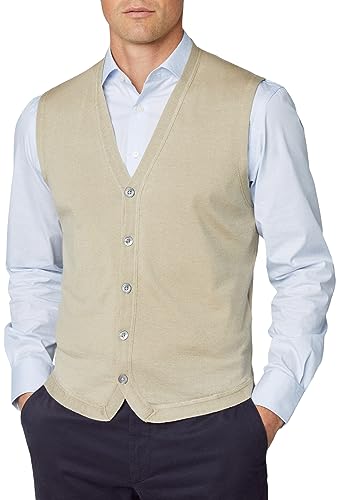 Hackett London Męski sweter kardigan GMD Merino Silk SL CDI, brązowy (taupe), S, Brązowy (brązowy), S