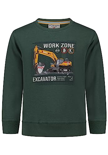 SALT AND PEPPER Chłopięca bluza chłopięca Sweat Excavator Print Emb, zielony (Pine Green), 116-122