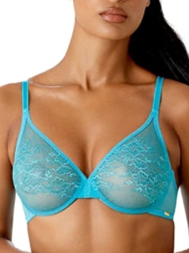 Gossard Glossies koronkowy przezroczysty biustonosz turkusowy morski 32G, Morze turkusowe, 70J