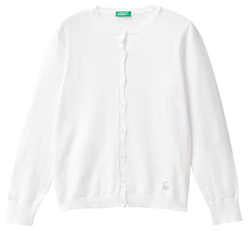 United Colors of Benetton Sweter kardigan dziewczęcy, Bianco Ottico 101, M