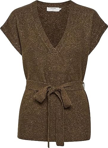 Damska bluza z dzianiną kurtką z dzianiny z krótkim rękawem sweter, partridge melange, XL