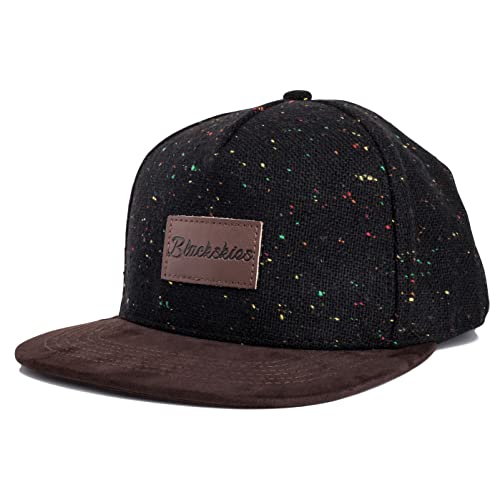 Blackskies Obsidian Snapback Cap czarna bordowa brązowa szara zamsz unisex czapka bejsbolowa wełna, Obsydian - Black Speckle, jeden rozmiar
