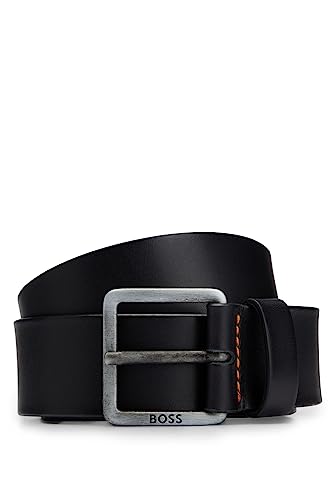 BOSS Męski pasek skórzany Jeeko Sz40 z zapięciem z logo, -001 Black, 100