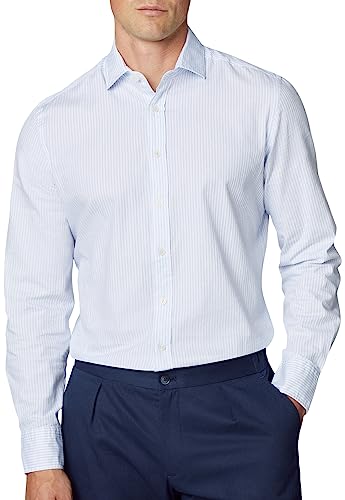 Hackett London Męska koszula w sprany skośny pasek, niebieska (niebiesko-biała), XL, niebieski (niebieski/biały), XL