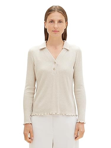 TOM TAILOR Damska koszulka z długim rękawem, 33962 - Doeskin Melange, XL