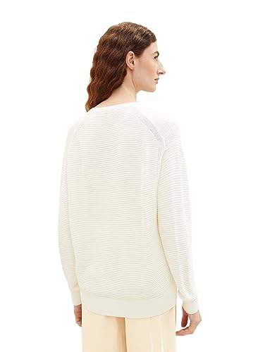 TOM TAILOR Damski sweter z dzianiny Basic z dekoltem w serek, 10315-Whisper White, S