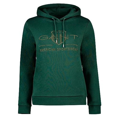 GANT Damska bluza z kapturem Reg Tonal Shield, Tartan Green, XL