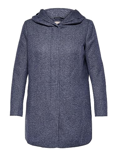 ONLY CARMAKOMA Carsedona Light Coat Otw Noos Płaszcz, Morski Niebieski/Szczegóły: Melange, M Damski, Niebieski/Szczegóły: melanż, M