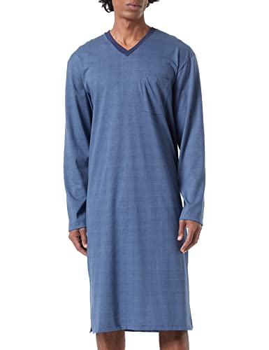HUBER Męska koszula nocna w stylu casual at Home, niebieska koszula nocna, krój regularny