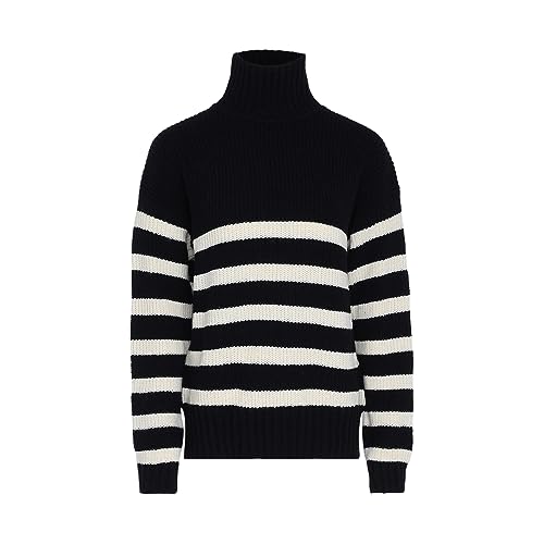 Blonda Damski top z dzianiny w paski w stylu vintage akryl czarny beżowy rozmiar M/L, czarny, beżowy, M
