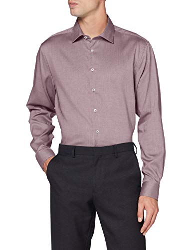 Seidensticker Klasyczna koszula męska w kształcie kołnierza z długim rękawem, ciemnoczerwony, 42 PL