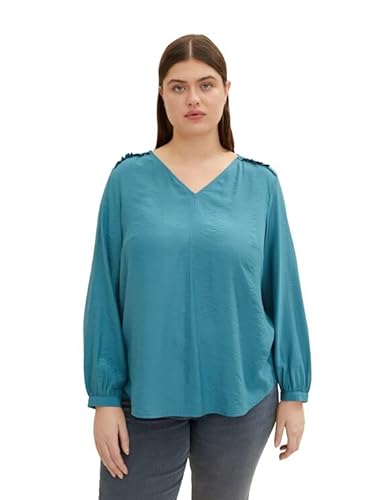 TOM TAILOR Damski Bluzka plus z dekoltem w serek 1034952, 13222 - Pastel Teal, 48 Duże rozmiary