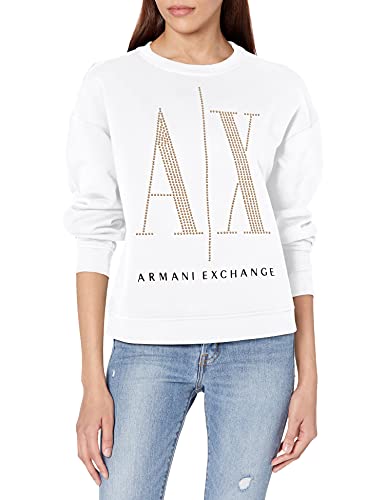 Armani Exchange Bluza damska z motywem jednorożca, biały, M