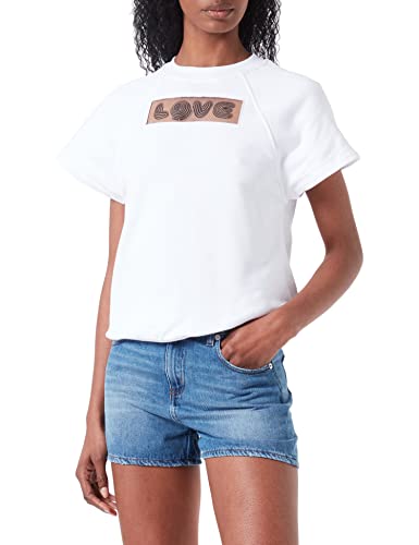 Love Moschino Damska bluza z krótkim rękawem, biała optyczna, rozmiar 38, optical white