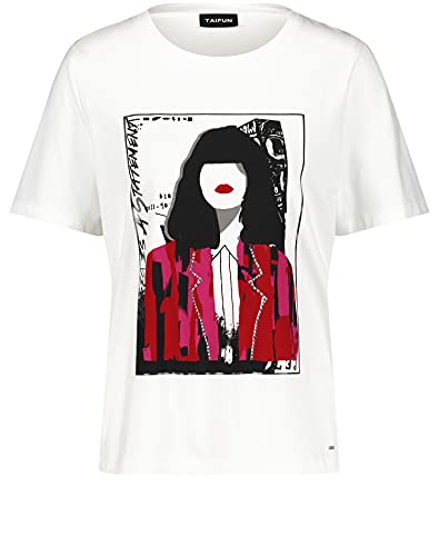 Taifun T-shirt damski, Wzór w kolorze białym, 44
