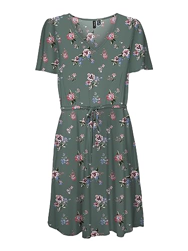 VERO MODA Sukienka damska VMEASY SS Short Dress R1 WVN GA, Laurel Wreath/Aop:freya, XXL