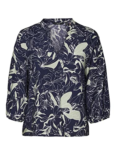 Vero Moda Damski top Vmabbi Nan 3/4 WVN, granatowy/AOP: Abbi, S, Granatowy blezer/Aop: Abbi, S